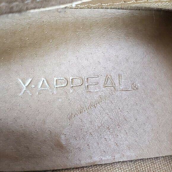 X Appeal Merrit Womens Bootie Size 7 Tan Suede Almond Toe Lace Up Wedge - Picture 4 of 5